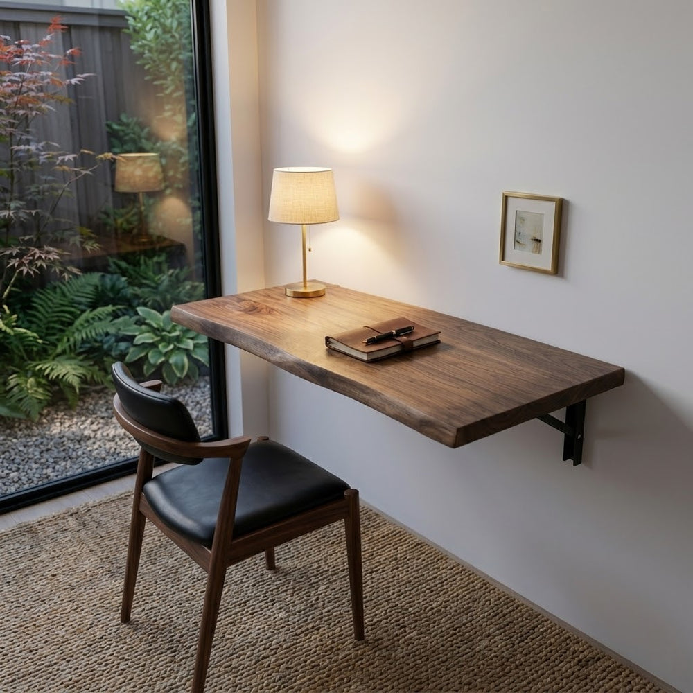Foldable Wall Mounted Desk, Space-Saving Solid Wood Floating Table, Dr – Woodartdeal
