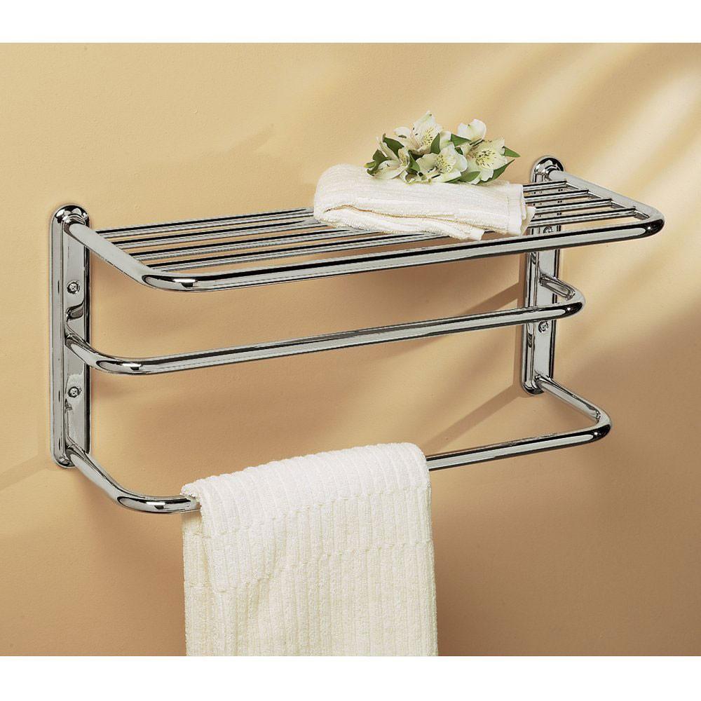 Gatco 1541 Hotel Style Chrome Finish Double Towel Rack Bar with Bathro - FaucetList.com