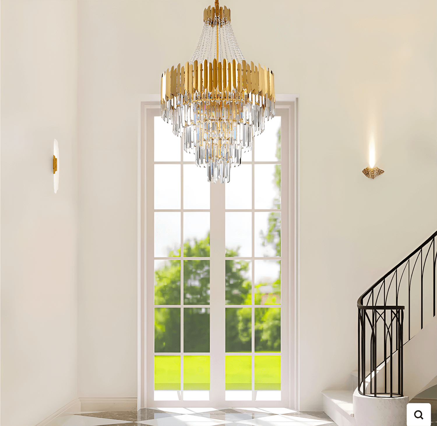 Golden Modern Luxury Living Room Crystal Chandelier - Sofary Lighting, D 23.6' x H 39.4'