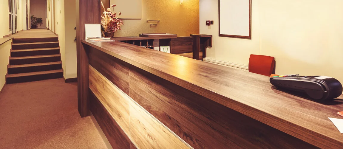 Hotel Reception Desks | Custom Made Two-Tone Hotel Reception Desks