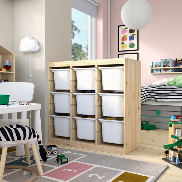 IKEA TROFAST storage combination with boxes, room divider/light White stained pine white, 36 5/8x17 3/8x35 7/8