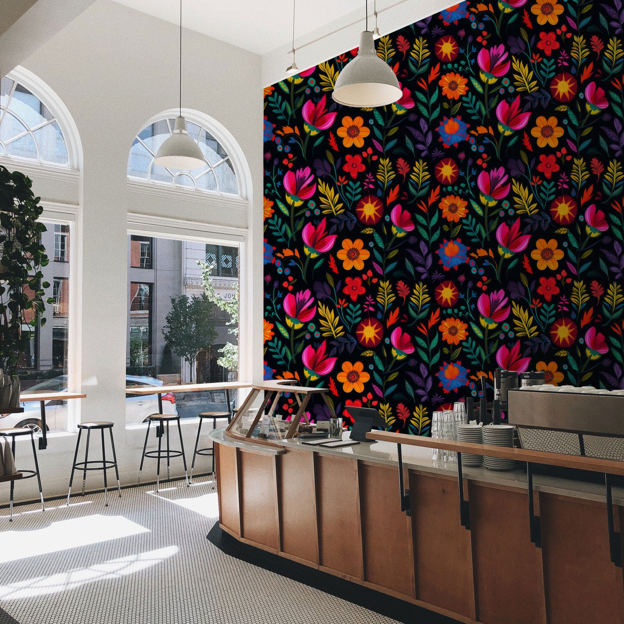 Imelda - Spanish Inspired Colorful Floral Wallpaper