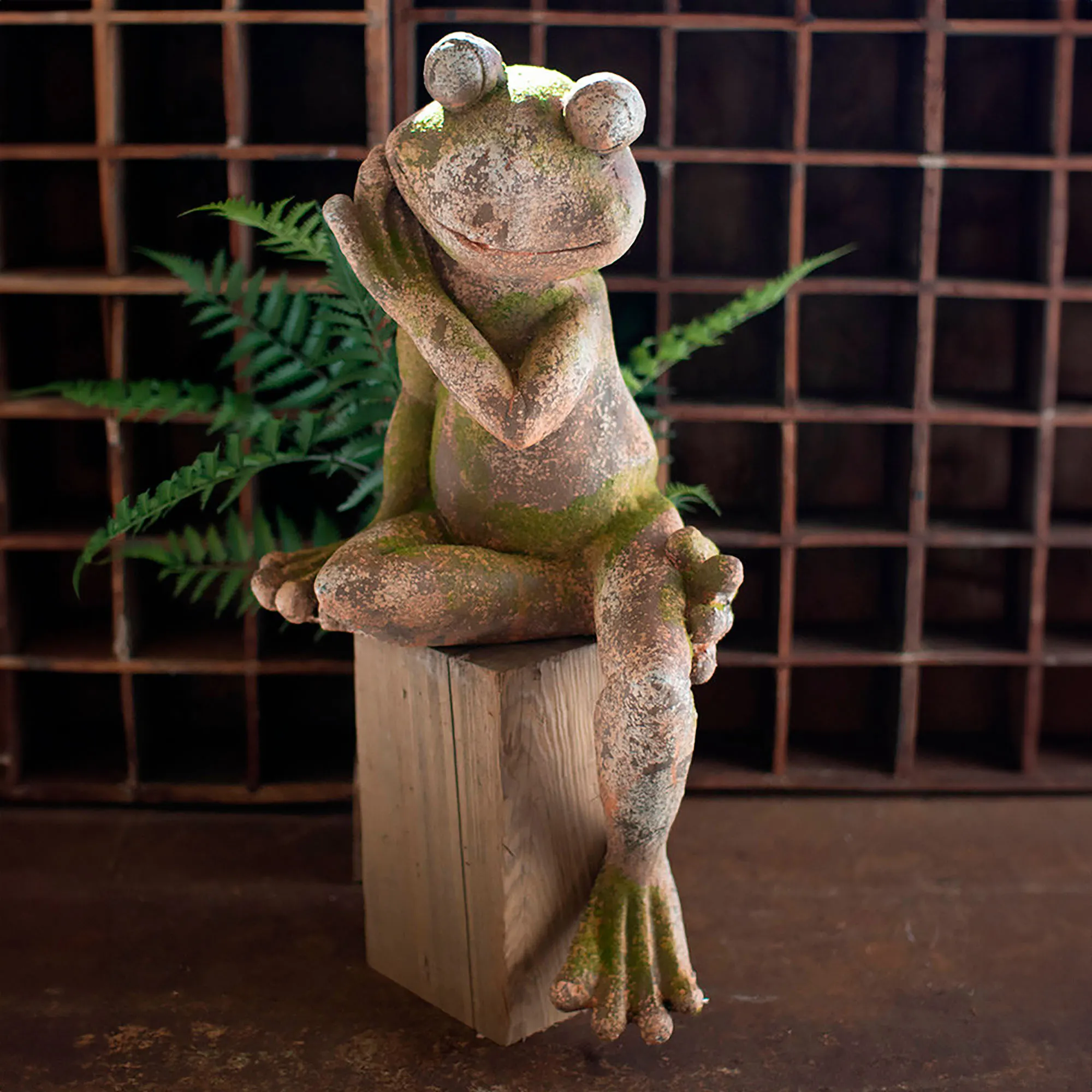 Large Frog Outdoor Garden Sculpture Aged Stone | Touch of Class