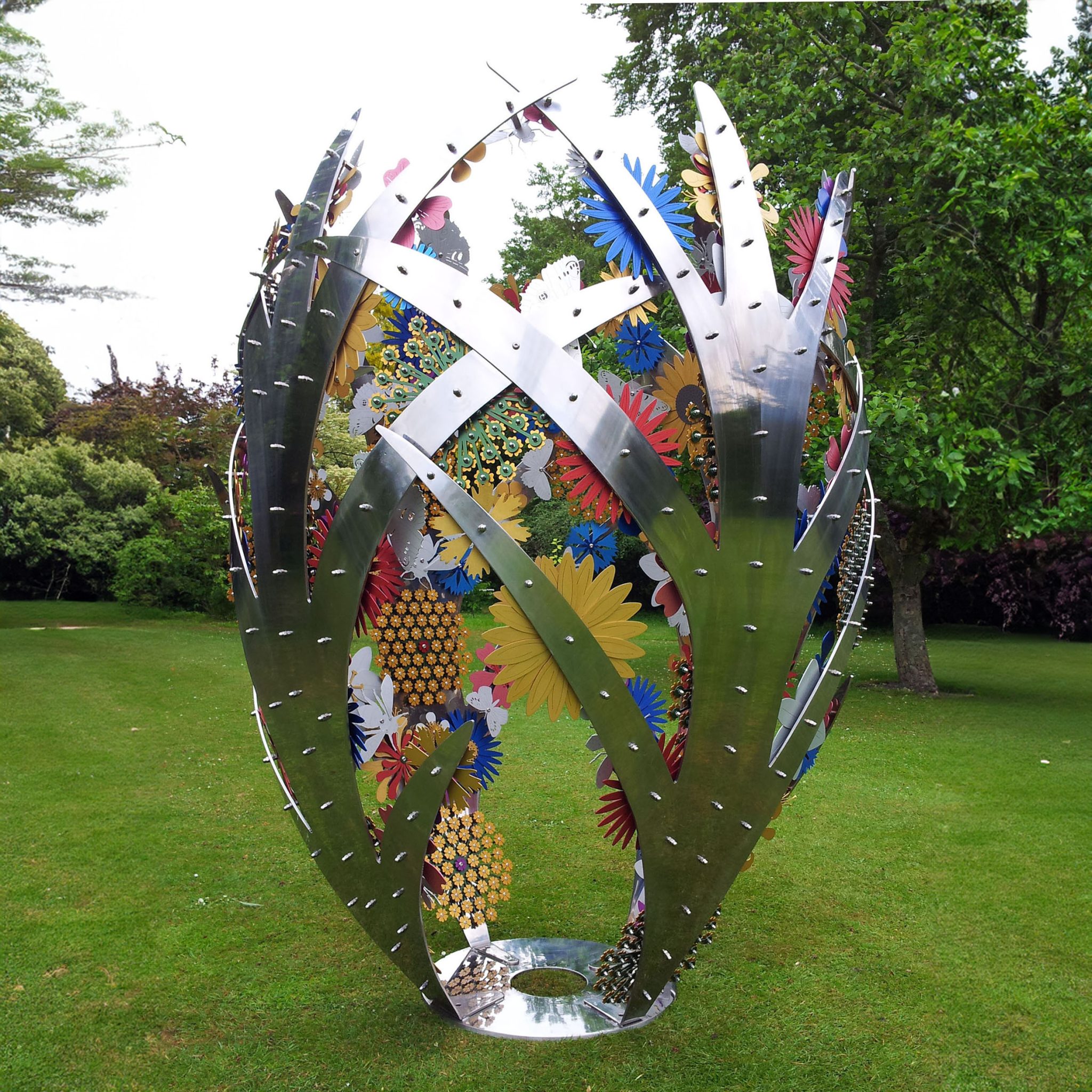 Large Stainless Steel Flower Sculpture - Bud by Ruth Moilliet - The Sculpture Park
