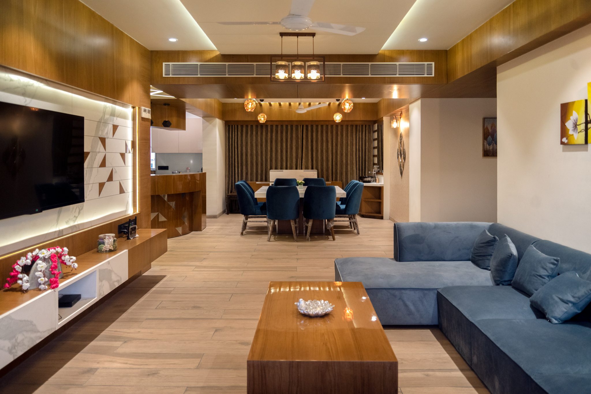 Luxurious living room with a modern, cozy design.