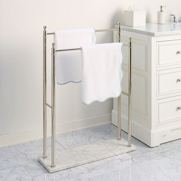 Maia Marble 2-Tiered Towel Holder with Polished Nickel Fittings & Banswara Marble