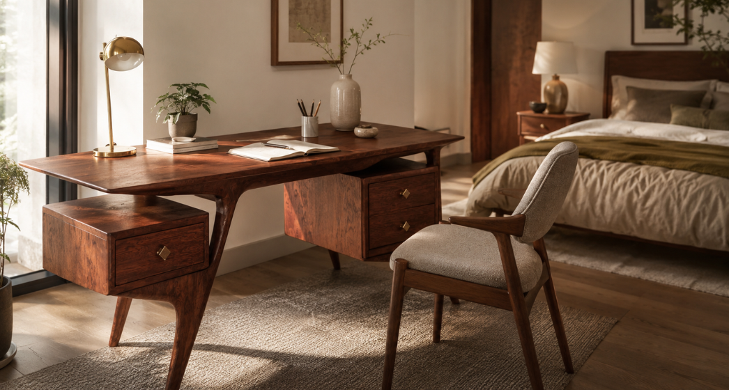 Mid Century Wooden Desk For Home Office And Study Room SITHDE010