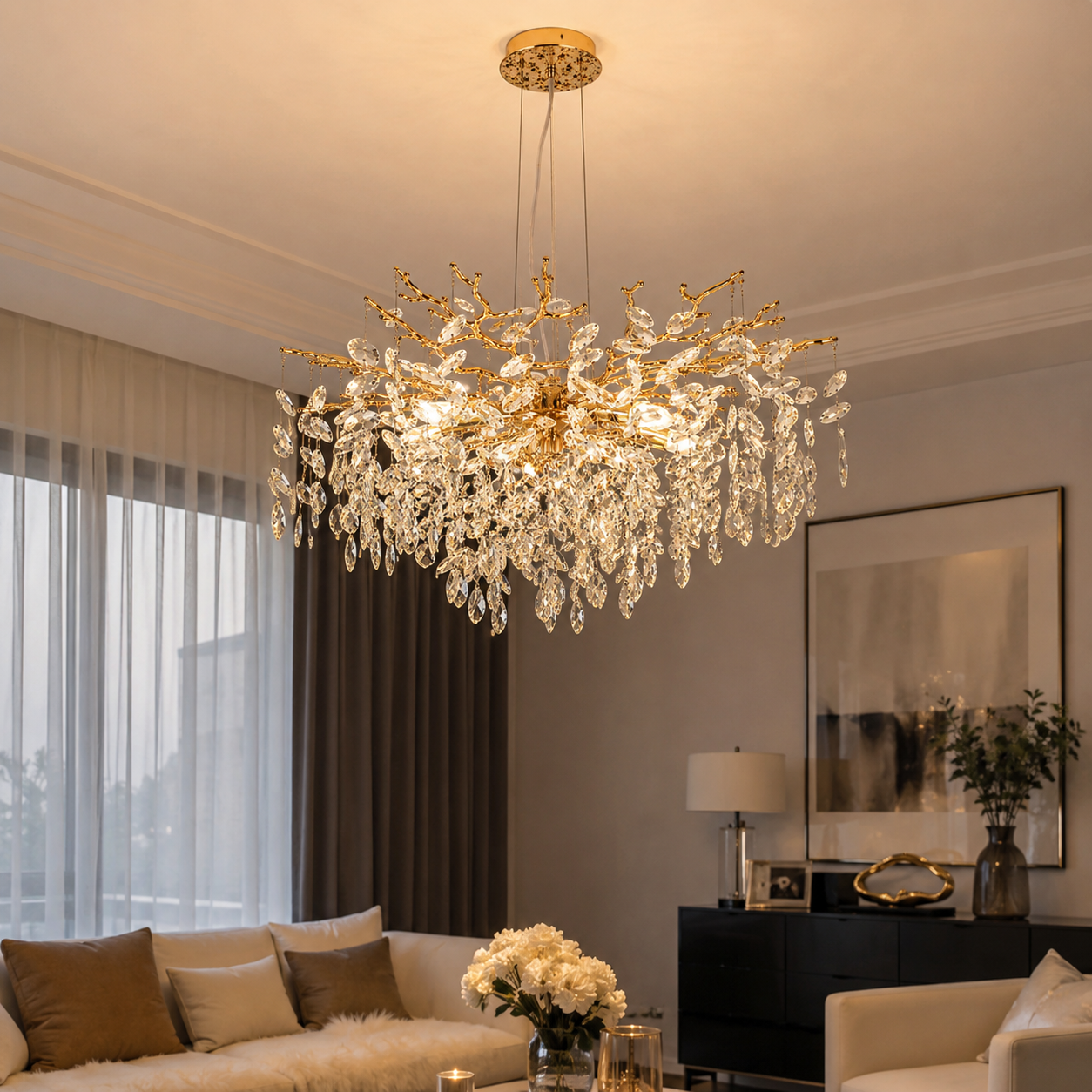 Modern Branch Crystal Chandelier – Lucello Lighting