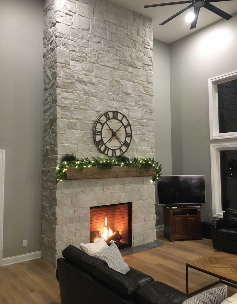 Modern Stone Fireplace - Stone Veneer Fireplace Design