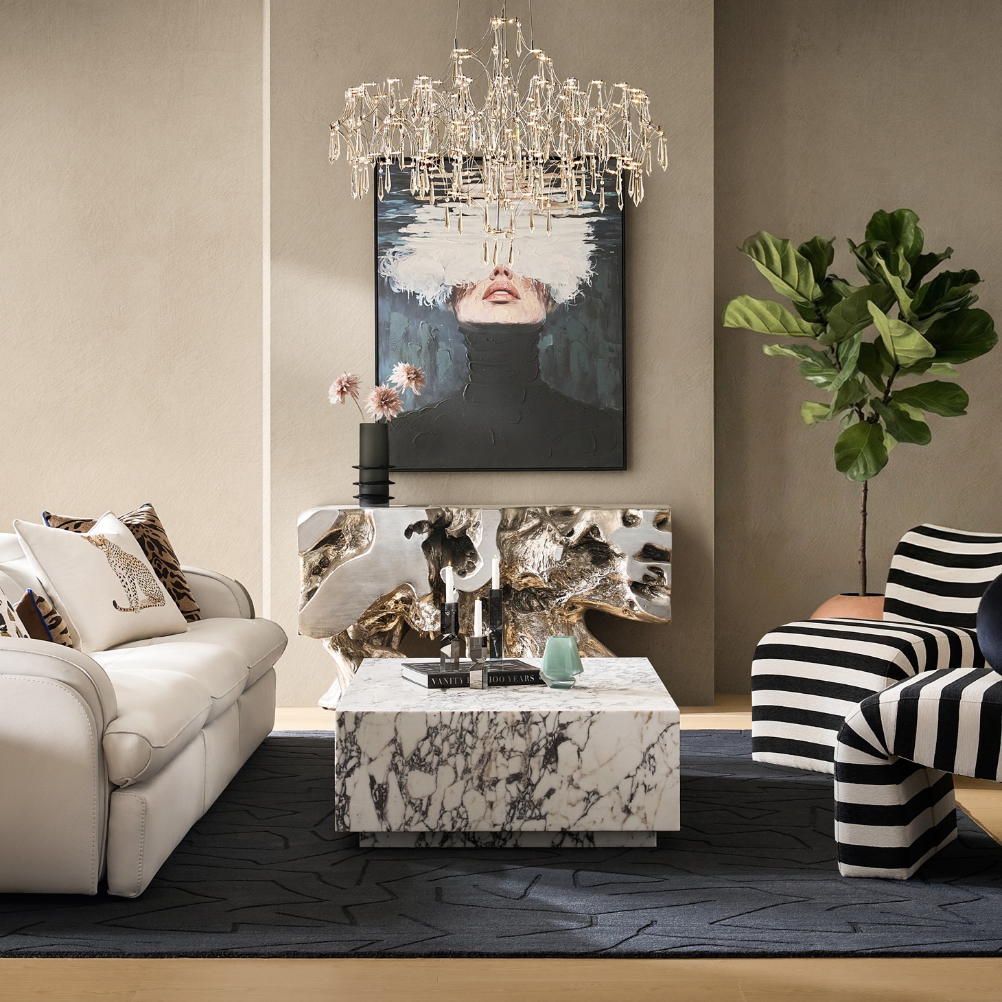 Moderne Grande LED Crystal Chandelier 36'