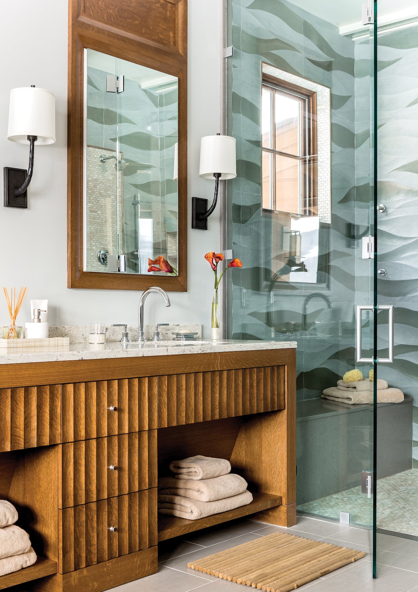 Natural elements inspire this master bath in Vermont - The Boston Globe