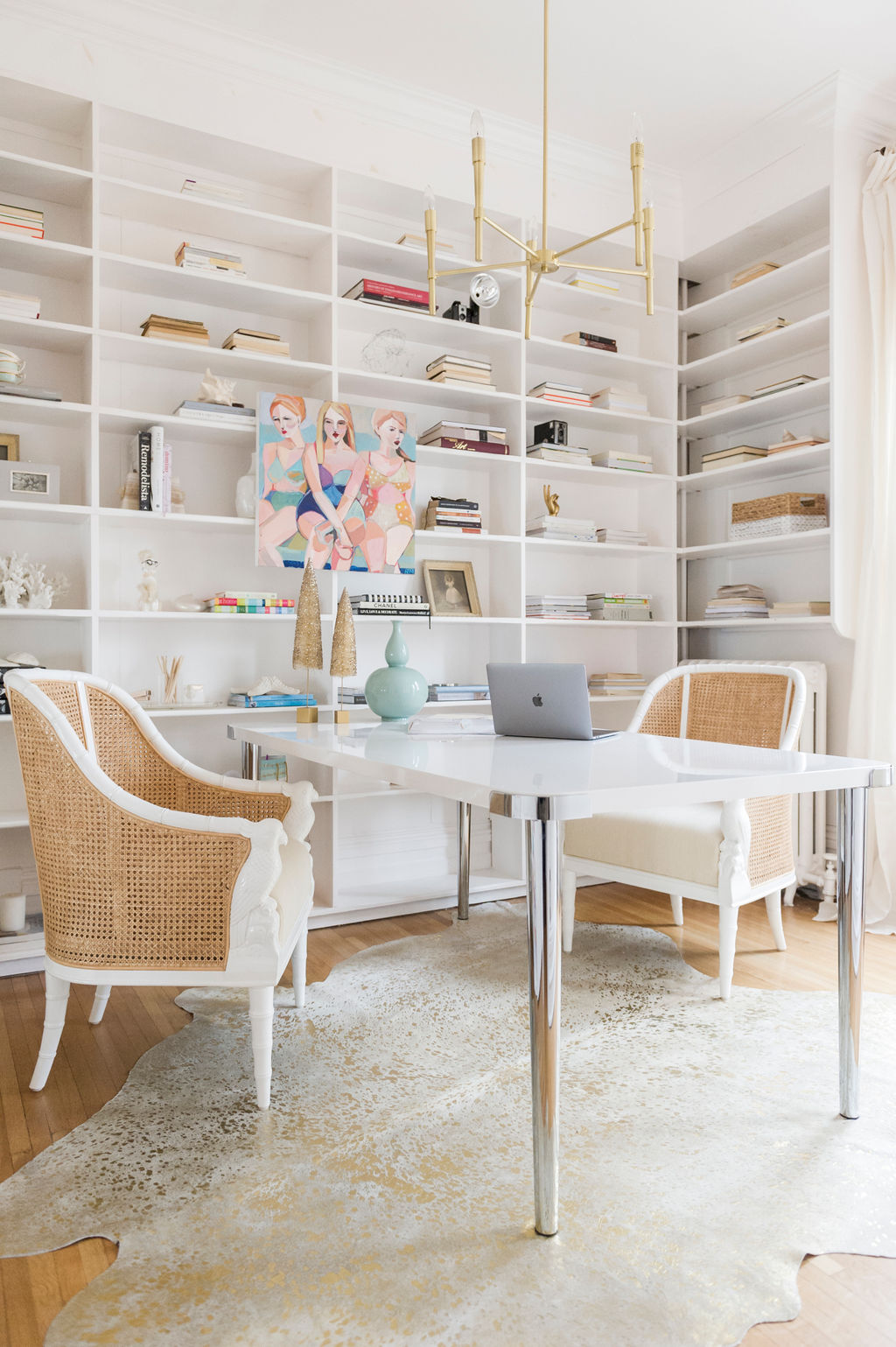 Office Reveal and 5 Reasons to Use a Dining Table as a Desk - The Leslie Style