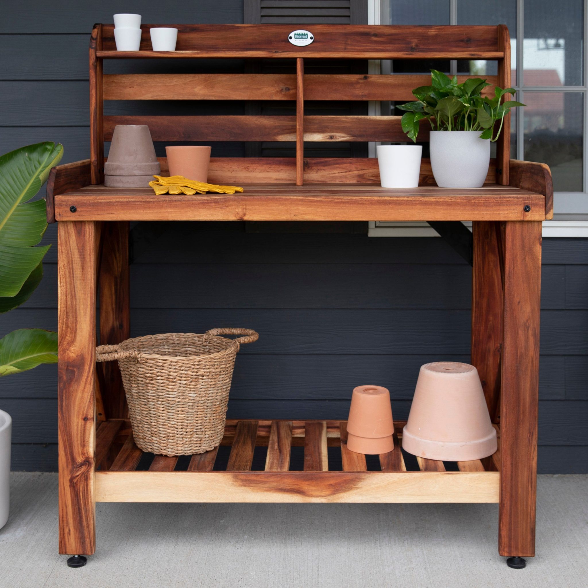 Outdoor Potting Family Handyman Potting Bench Garden Potting Table Kits, Cedar Potting Bench With Sink Cedarshed