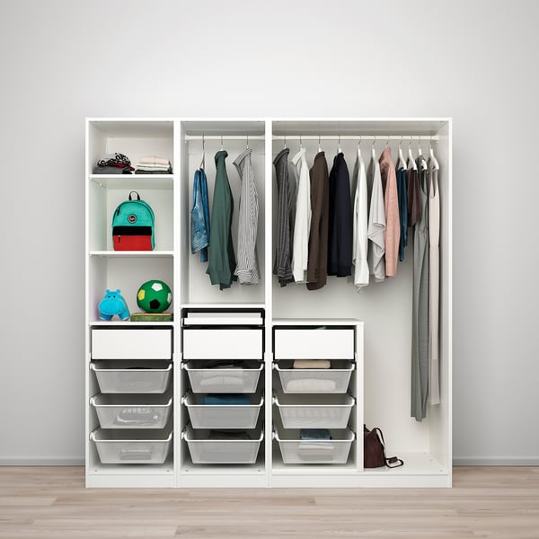 PAX / SVARTISDAL wardrobe with sliding doors, white white/paper effect, 783/4x26x791/4' - IKEA