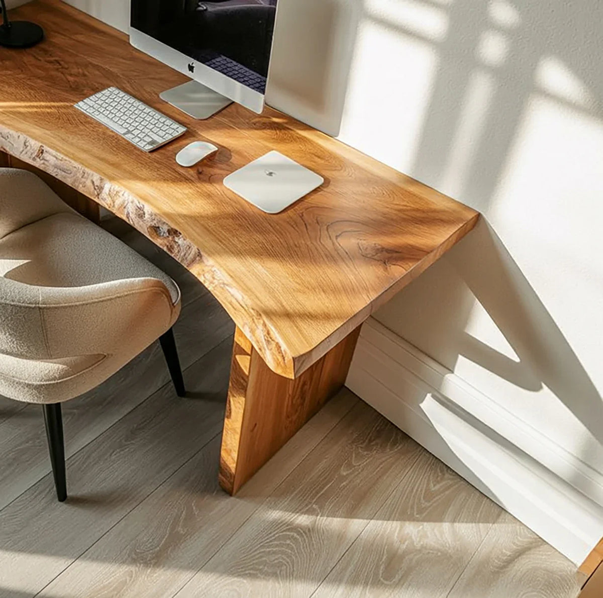 Rustic Live Edge Writing Desk For Cozy Office Or Reading Corner - 47'W x 30'H / 16'