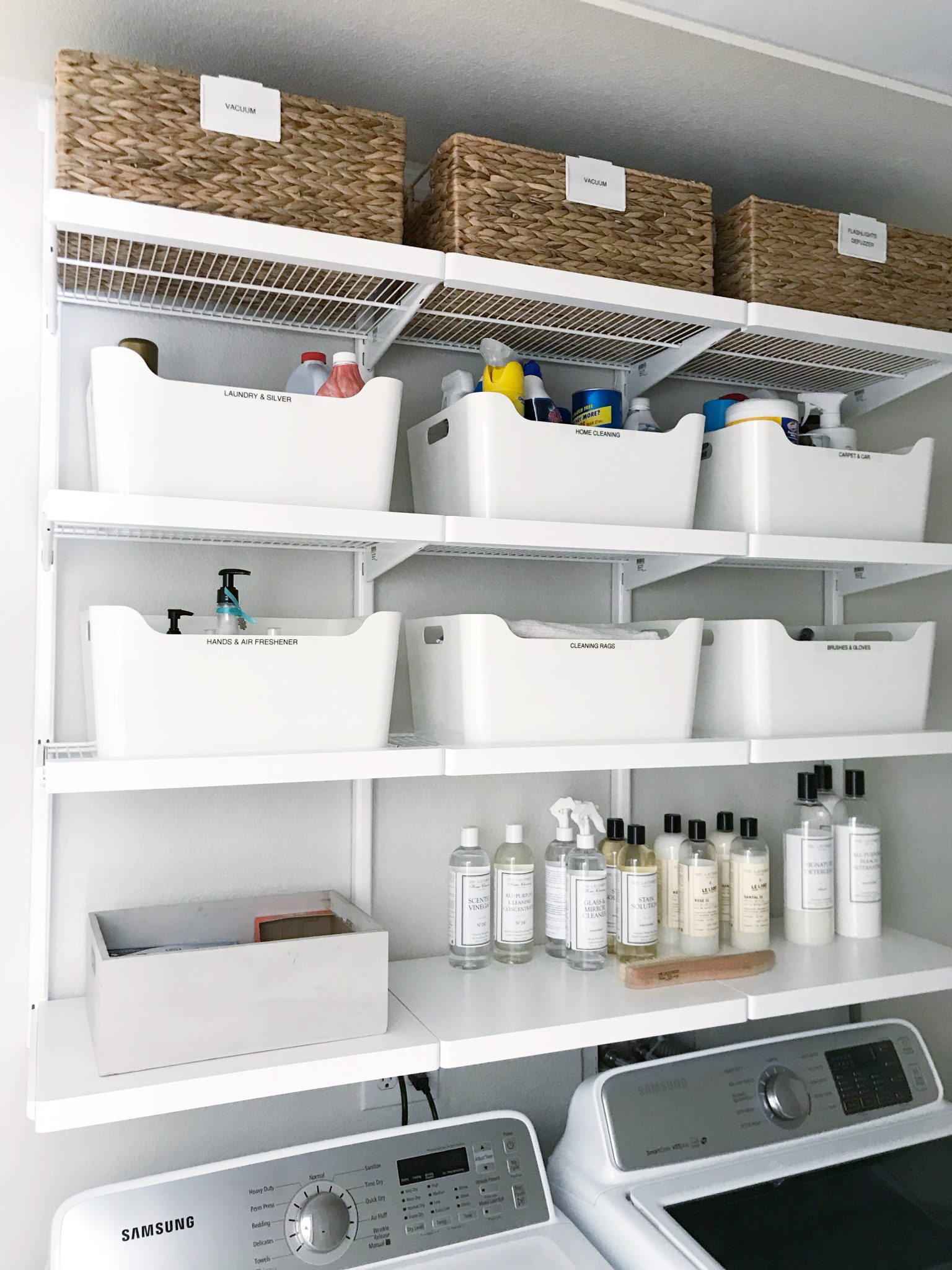 Simple DIY: Updated Shelving for a Small Laundry Room - Simply Organized