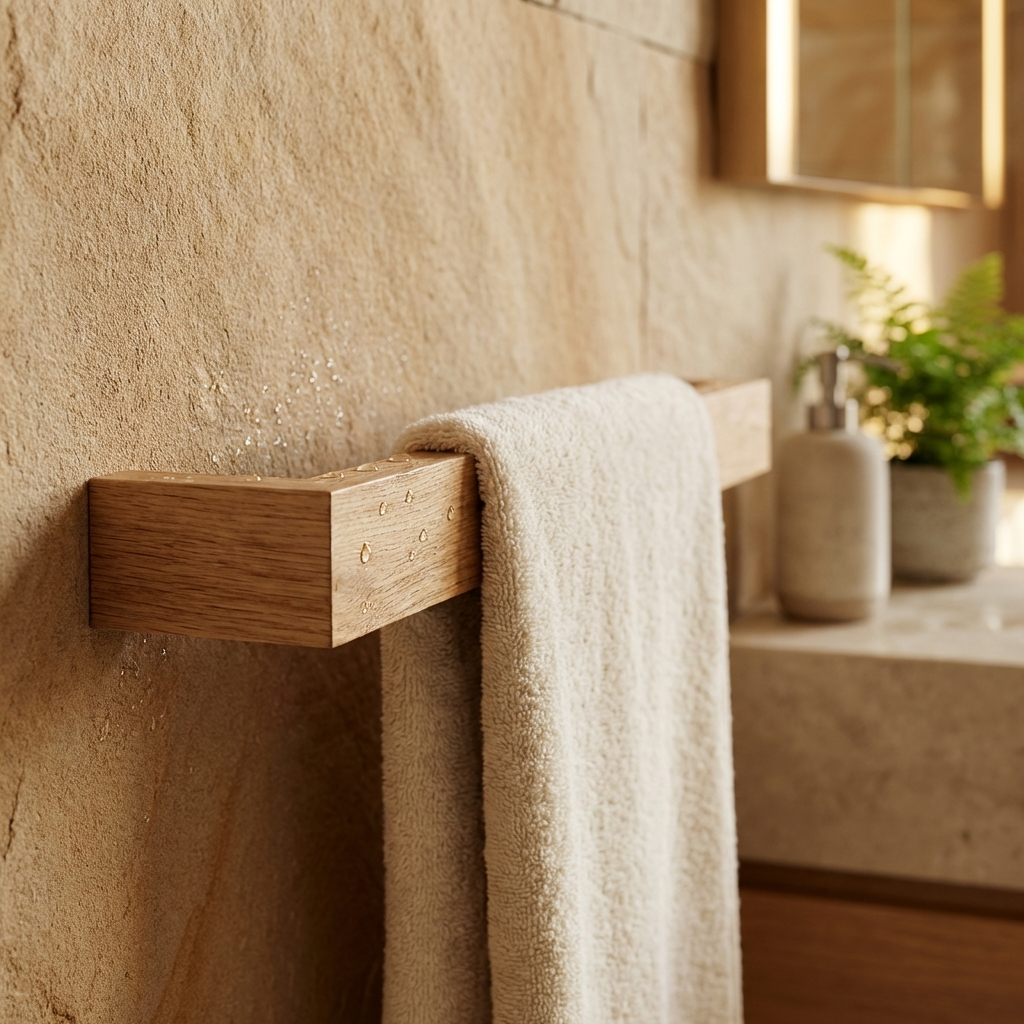 Slimline Oak Towel Rack – Modern Minimalist Wall-Mounted Design