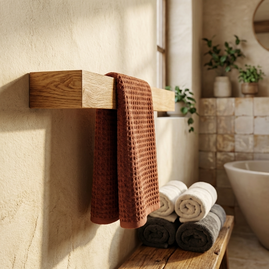 Slimline Oak Towel Rack – Modern Minimalist Wall-Mounted Design