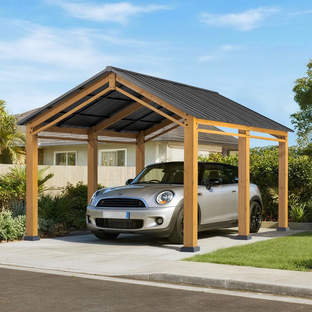 Sunjoy 13 ft. x 11 ft. Hanover Cedar Wood Carport, A110000920