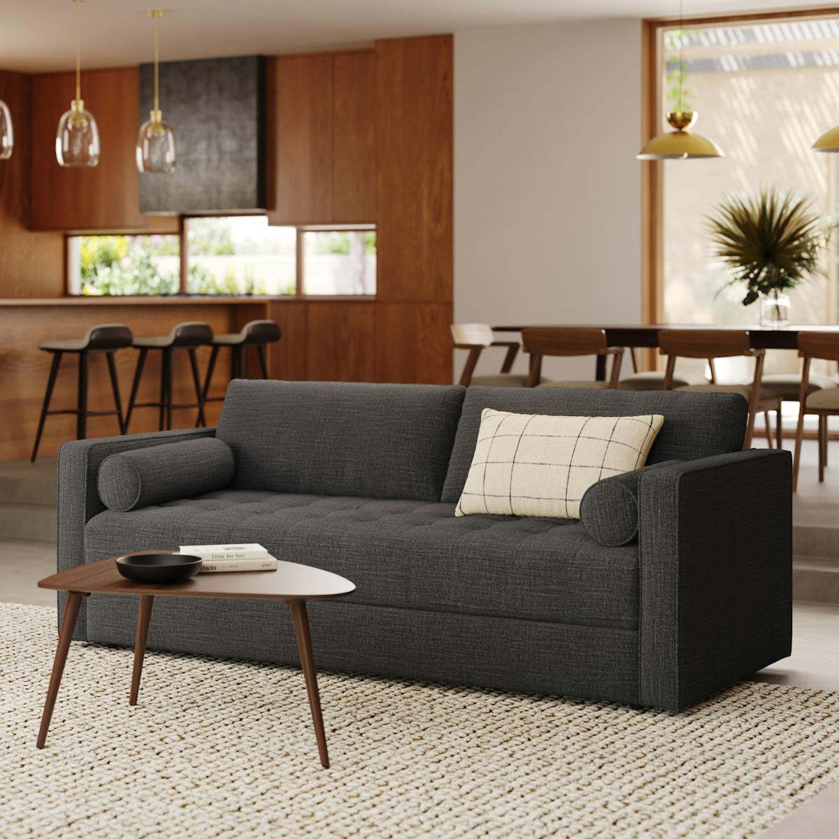 Sven Napa Charcoal Tufted Fold-out Sofa Bed | Article