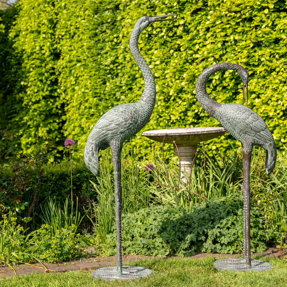 Tall Cast Aluminium Garden Cranes - Outdoor Large Bird Statues