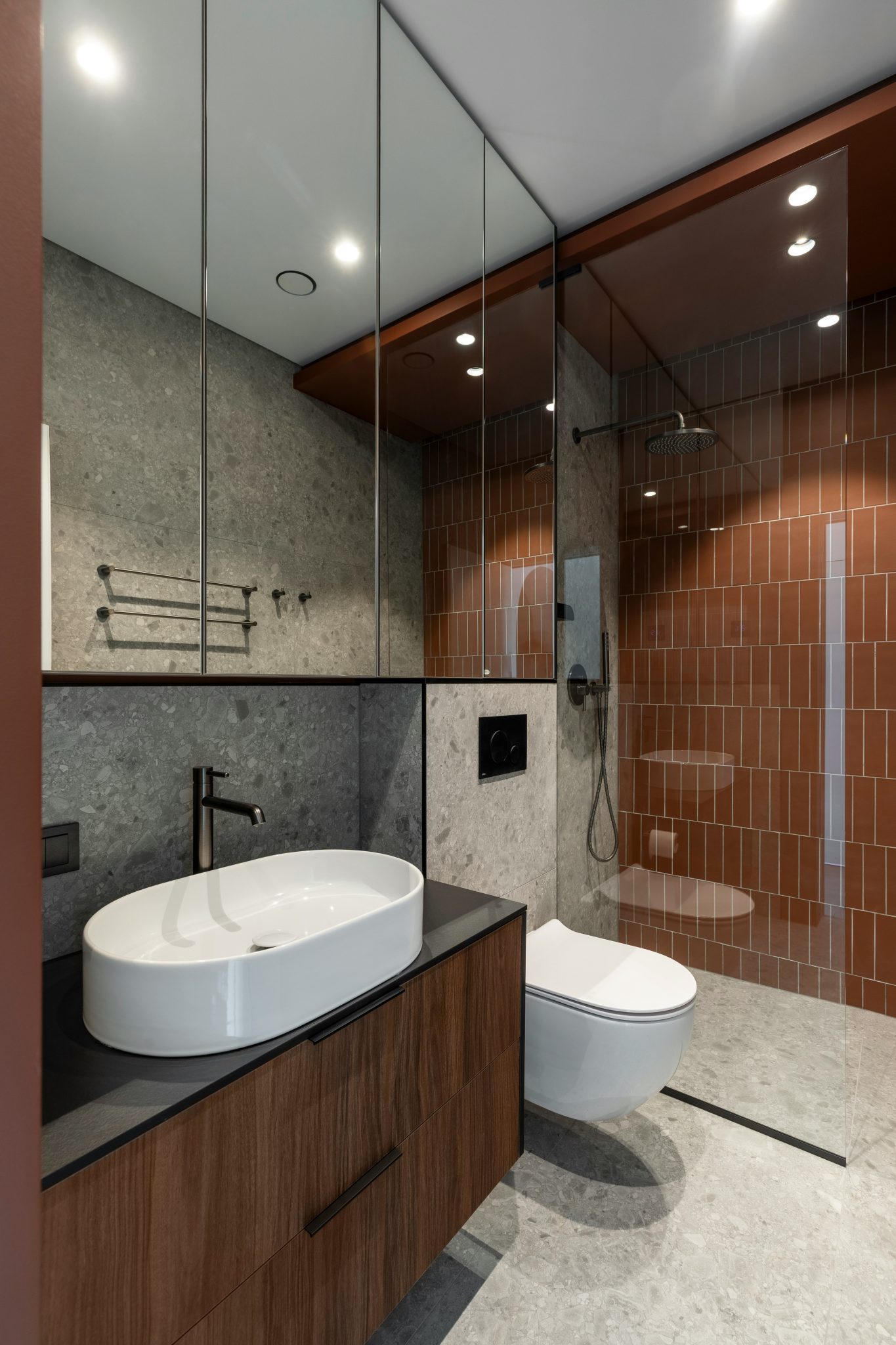 This 35 m² apartment in Vilnius is designed as a compact yet spatially fluid living environment, drawing on Mid-Century modern principles interpreted through a contemporary lens.