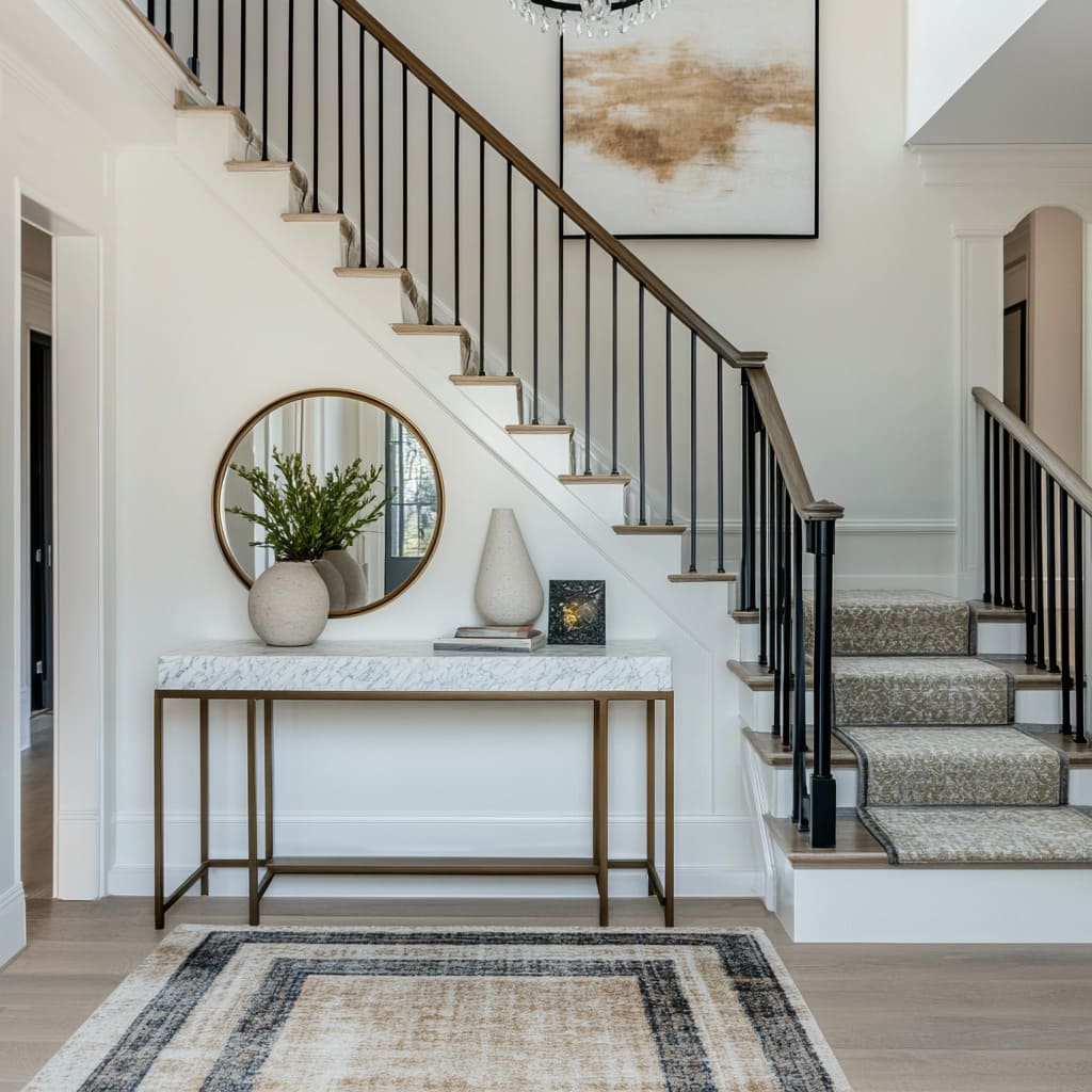 Timeless Contemporary Hallway with Stairs Decorating Ideas