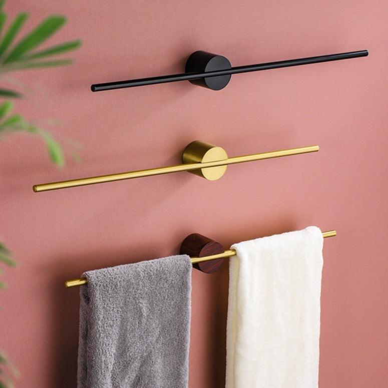 Towel Rack – Brushed Aluminum, Minimalist Design for the Bathroom or Wellness Area - Court / Noir - Or
