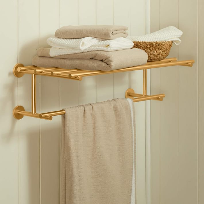Towel Rack With Shelf Modern Overhang Bathroom Rail Shelf West Elm