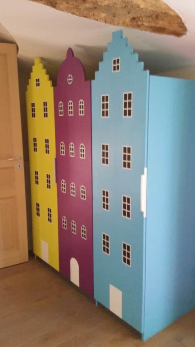 Transforming a Pax Wardrobe into buildings for a child bedroom
