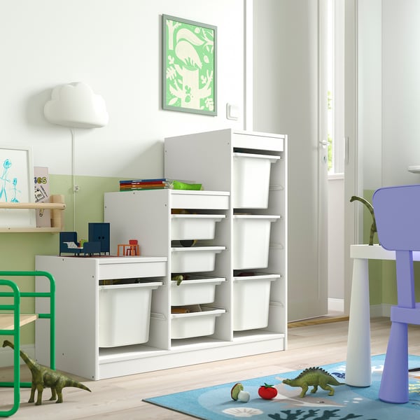 TROFAST storage combination with boxes, white/white, 39x173/8x37' - IKEA