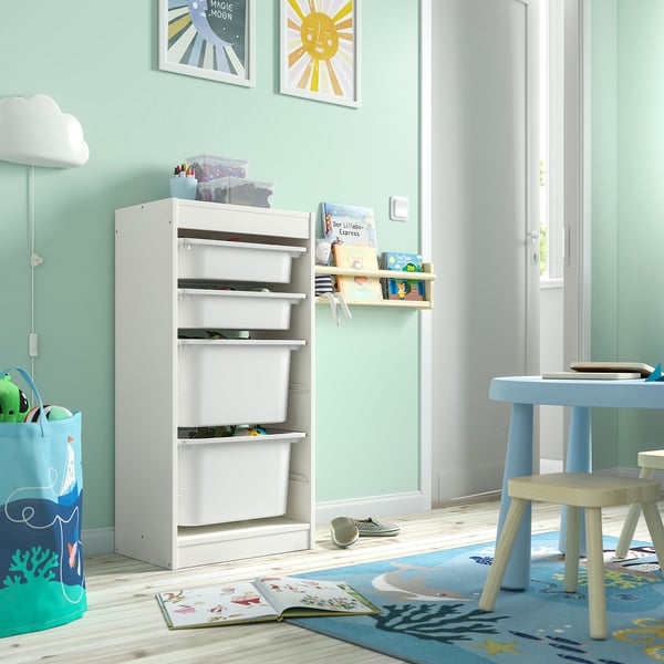 TROFAST storage combination with boxes, white/white, 181/8x113/4x37' - IKEA