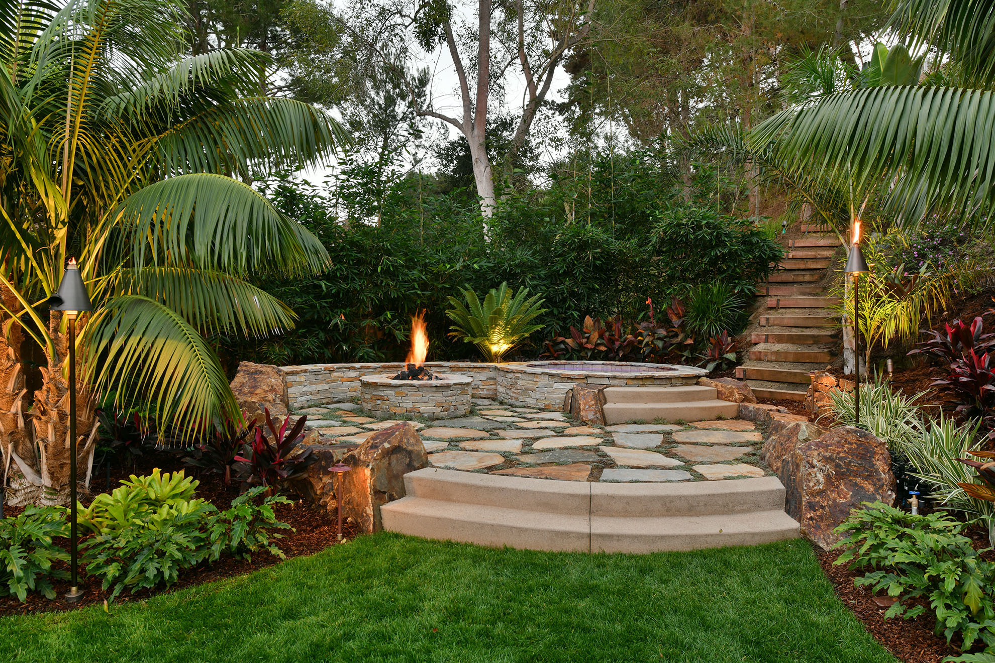 Tropical Del Mar Backyard | Torrey Pines Landscape Company | San Diego Landscape Design Build & Maintenance