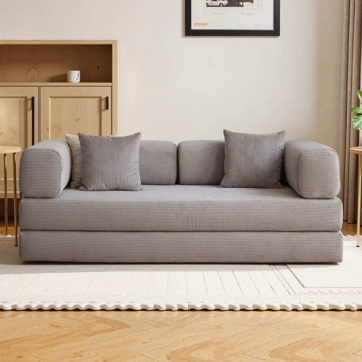 Vazmak Zofty 3-in-1 Convertible Foldable Sofa Bed Square - Grey
