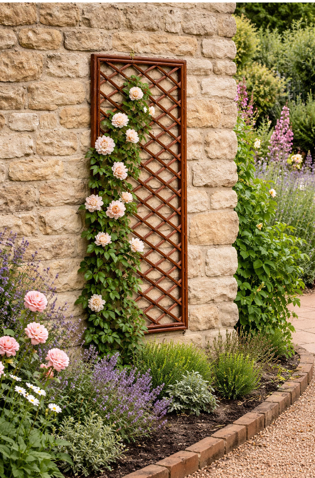 Willow Garden Trellis Rustic Panels Natural Framed Climbing Supports - Single panel