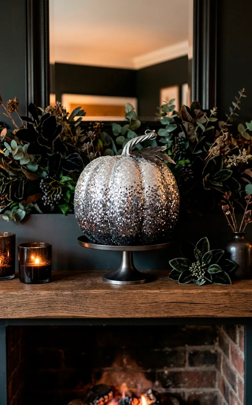 15 Glamorous Sequin-Covered Halloween Pumpkins for a Chic Mantel - SpaceOfMuse