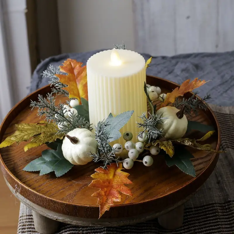 1pc fall candle ring wreath suitable candlestick - Temu