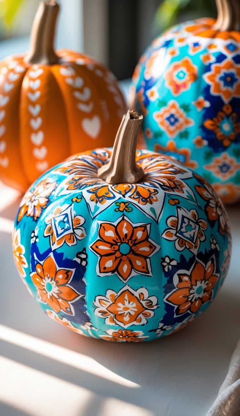 24 Boho Painted Pumpkin Ideas for a Free-Spirited Fall Display - The Melrose Family