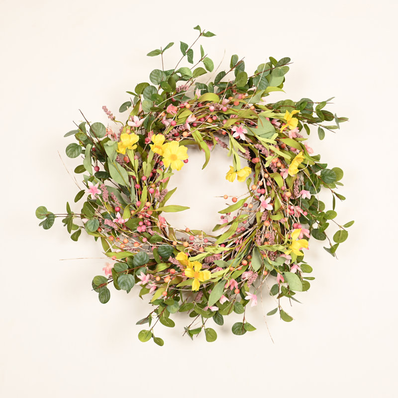 24' Farmhouse Wildflower Fall Floral Wreath for Front Door