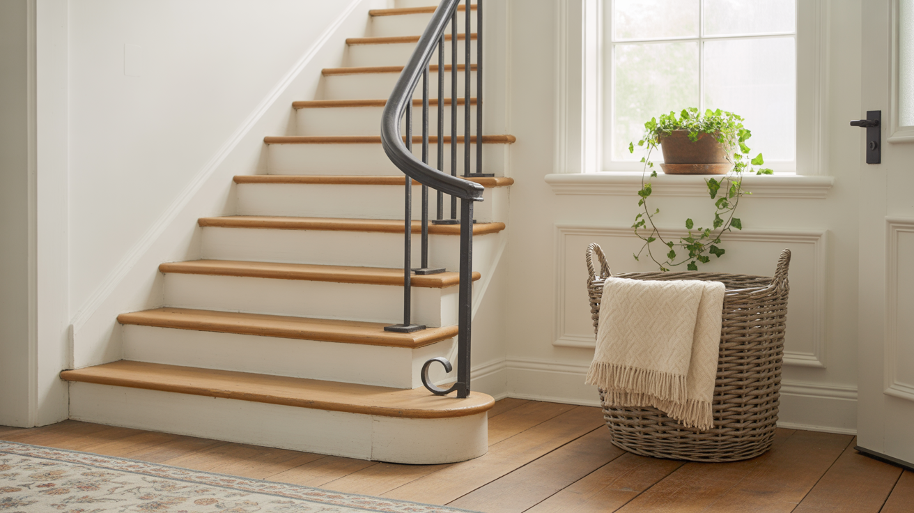 25+ Farmhouse Staircase Ideas to Give Your Home a Cozy Feel - A House in the Hills