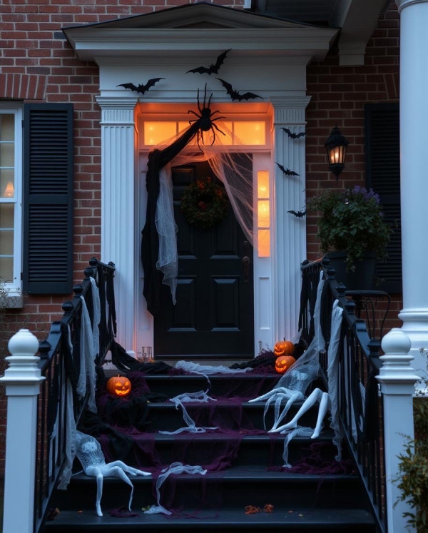 27 Haunted Halloween Front Door Decor Ideas for Eerie Entrances