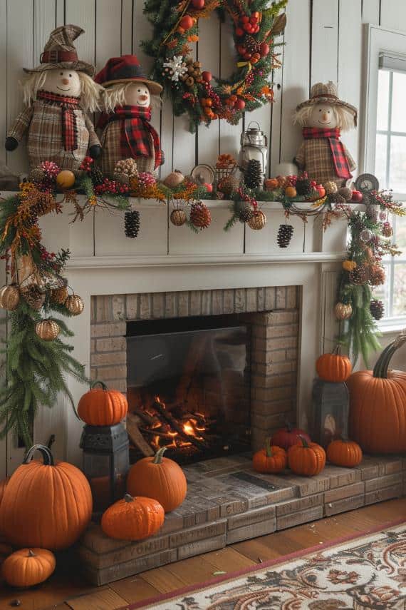 40 Farmhouse Fall Mantel Decor Ideas To Cozy Up Your Home