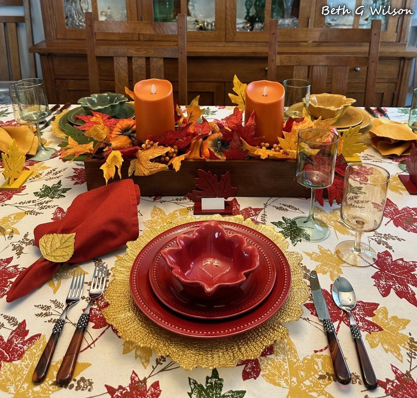 Autumn Leaves on a Fall Tablescape — Whispers of the Heart