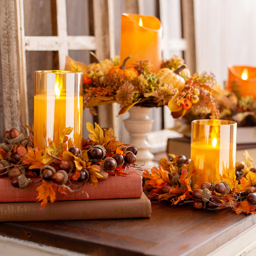 Autumn Leaves Thanksgiving Candle Rings Autumn Leaves Candle Ring: Elegant Fall Accent For Your Table