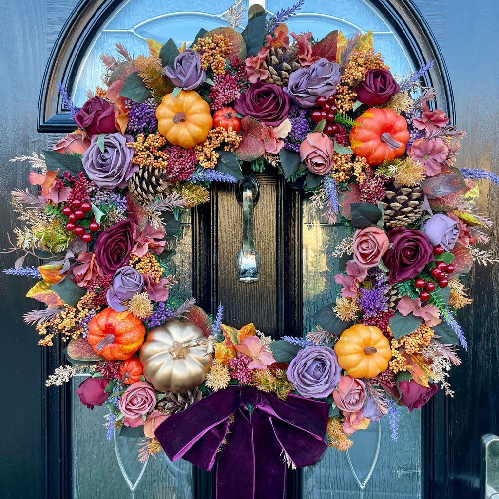 Autumnnwreaths Lyacmy 20 Inch Fall Wreaths For Front Door, Autumn Wreath Orange Yellow Fall Leaves Grain Door Wreath Outdoor Indoor Thanksgiving ...