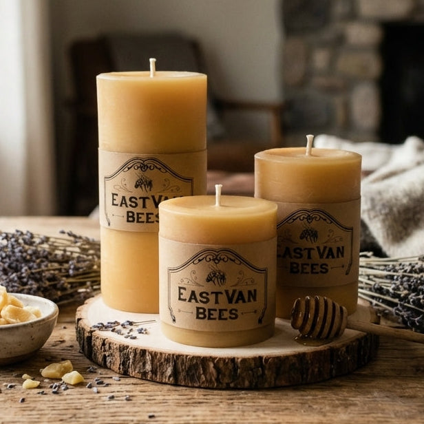 Beeswax Candles Fall Scent Warm Welcome 7oz Beeswax Candle Essential Oil Scented, All Natural N – Pure