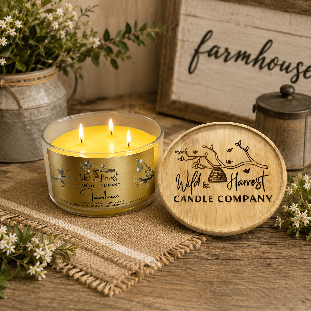 Beeswax Candles Fall Scent Warm Welcome 7oz Beeswax Candle Essential Oil Scented, All Natural N – Pure