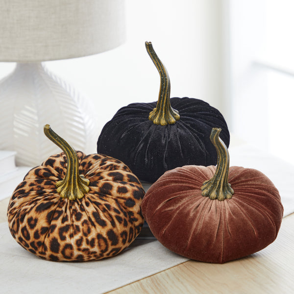 Black Velvet Pumpkin Large Fabric Pumpkins Set Of In Bronze, Black And Leopard– Your Heart's Content