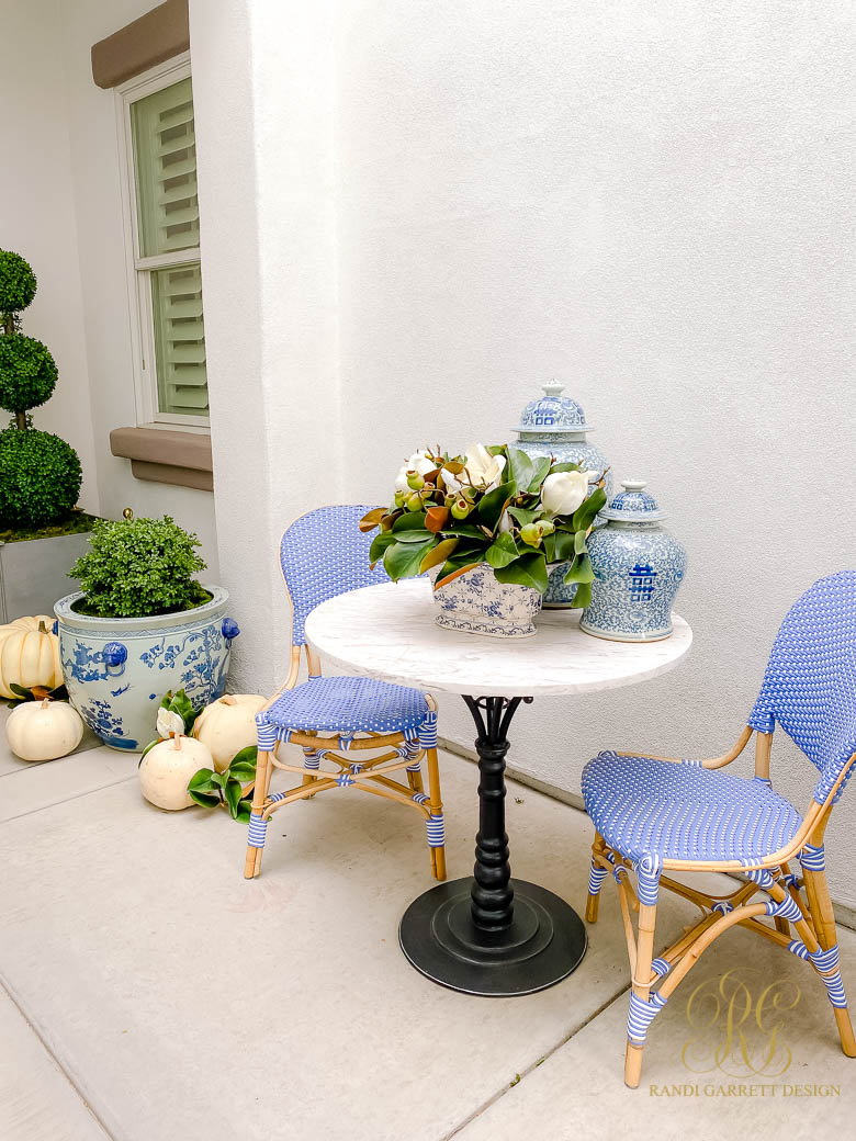 Blue and White Fall Porch - Randi Garrett Design