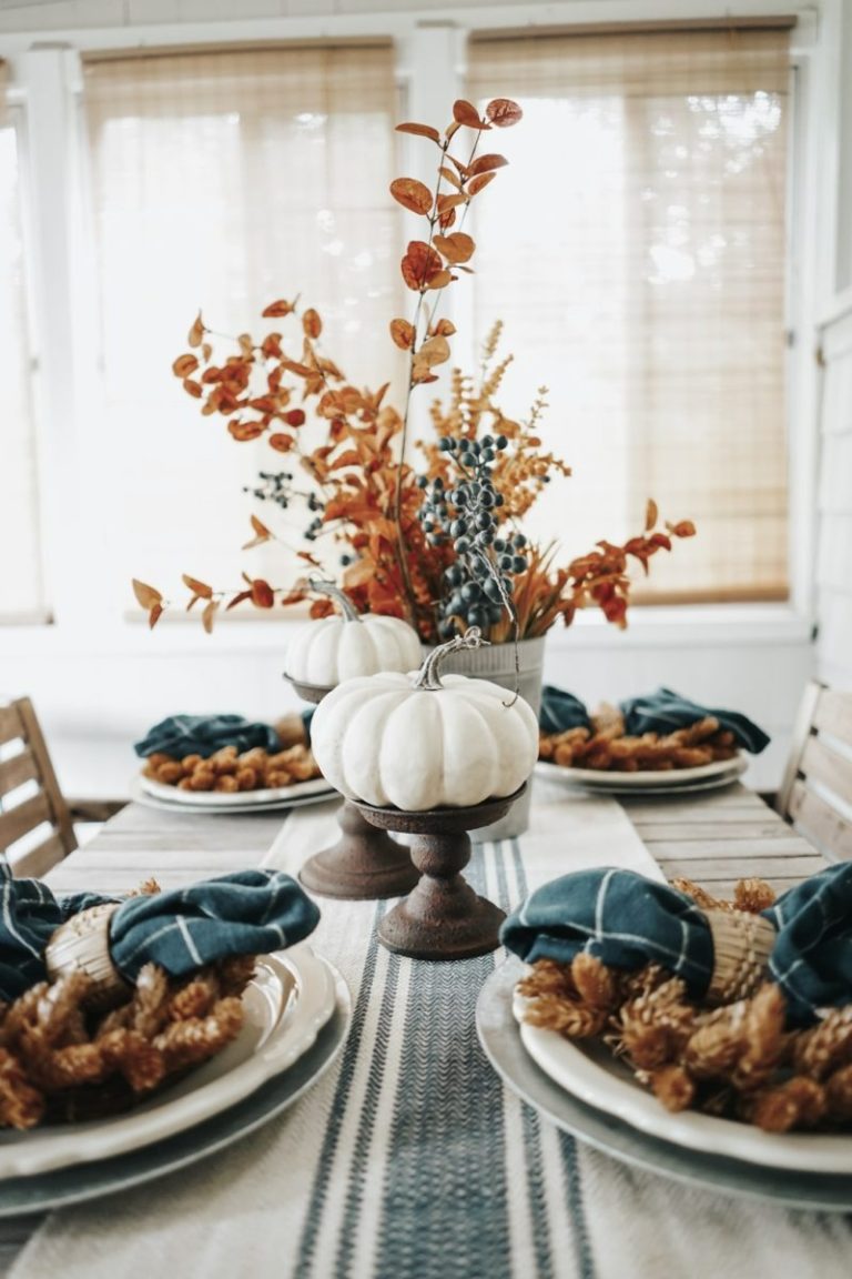 Blue Fall Dining Table Decor Ideas Thanksgiving Table Decor Ideas Modern Table Set Up Thanksgiving